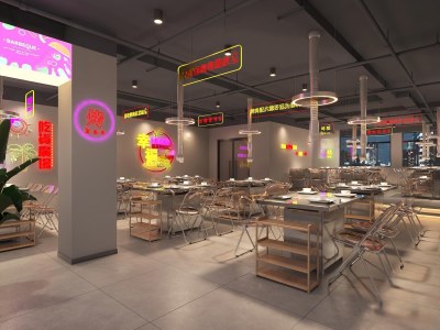 工业风烤肉店3D模型下载